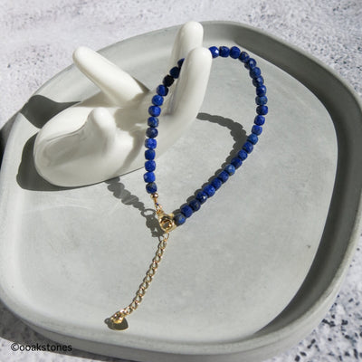 Adjustable Faceted Cube Bracelet- Lapis Lazuli