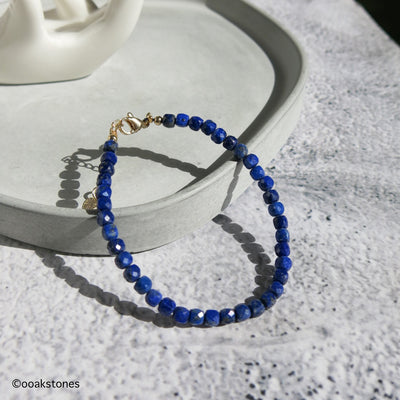 Adjustable Faceted Cube Bracelet- Lapis Lazuli