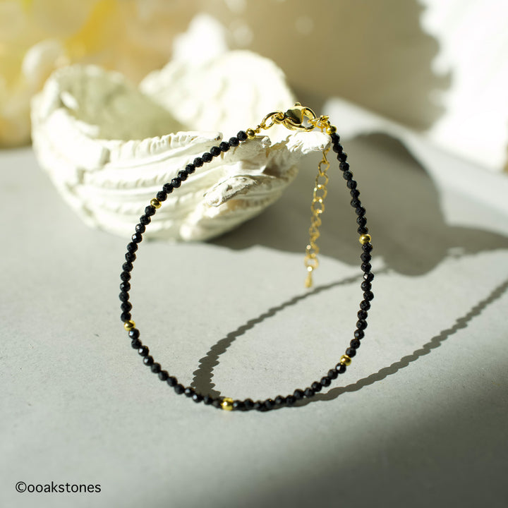 Natural faceted crystal adjustable bracelet 2.5mm