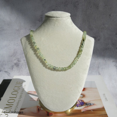 Adjustable Faceted Cube Necklace- Prehnite with Epidot
