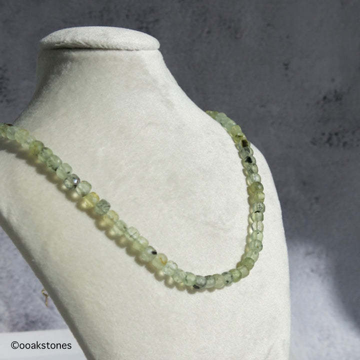 Adjustable Faceted Cube Necklace- Prehnite with Epidot