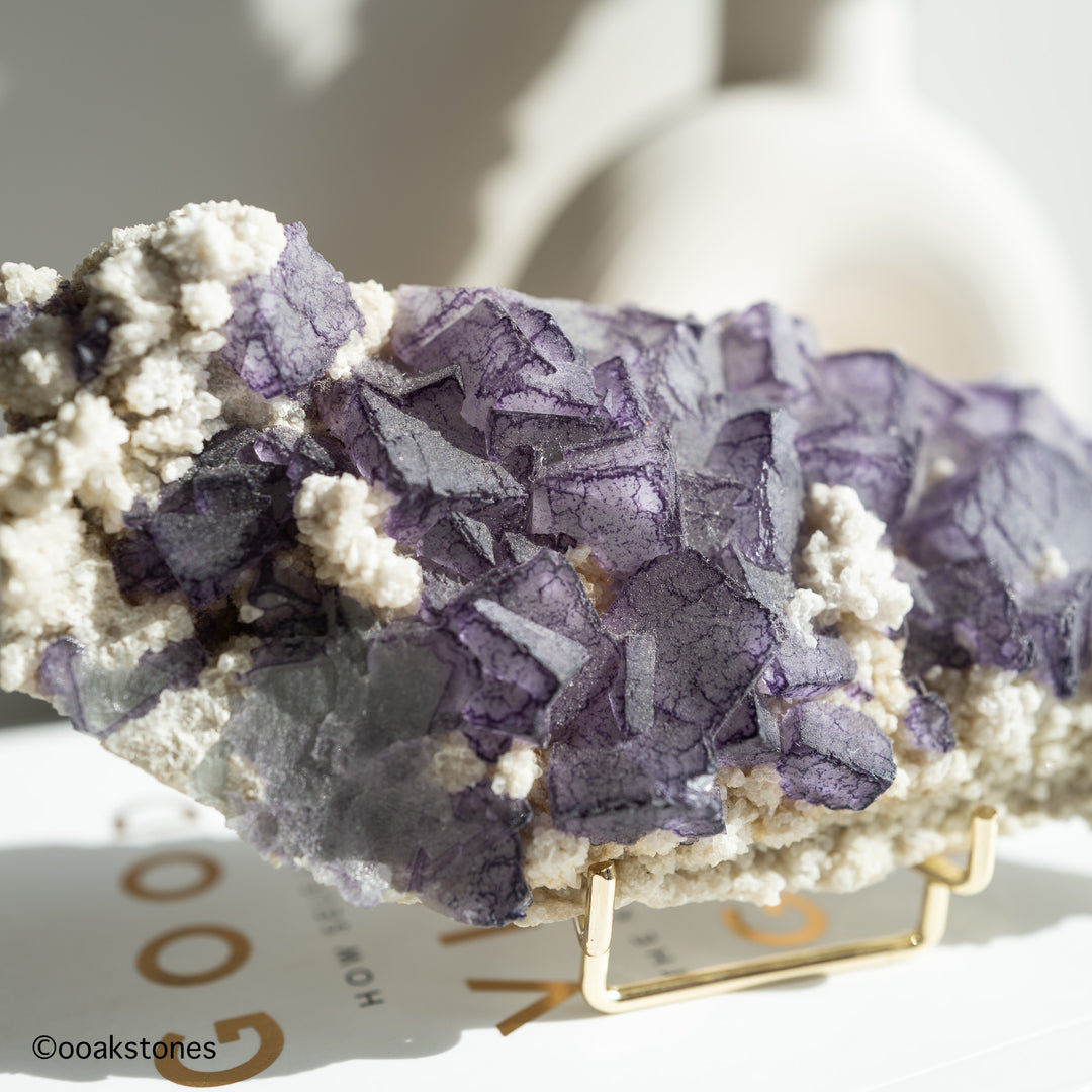 Purple Fluorite Cubic Cluster on Matrix – China | Collector's Specimen