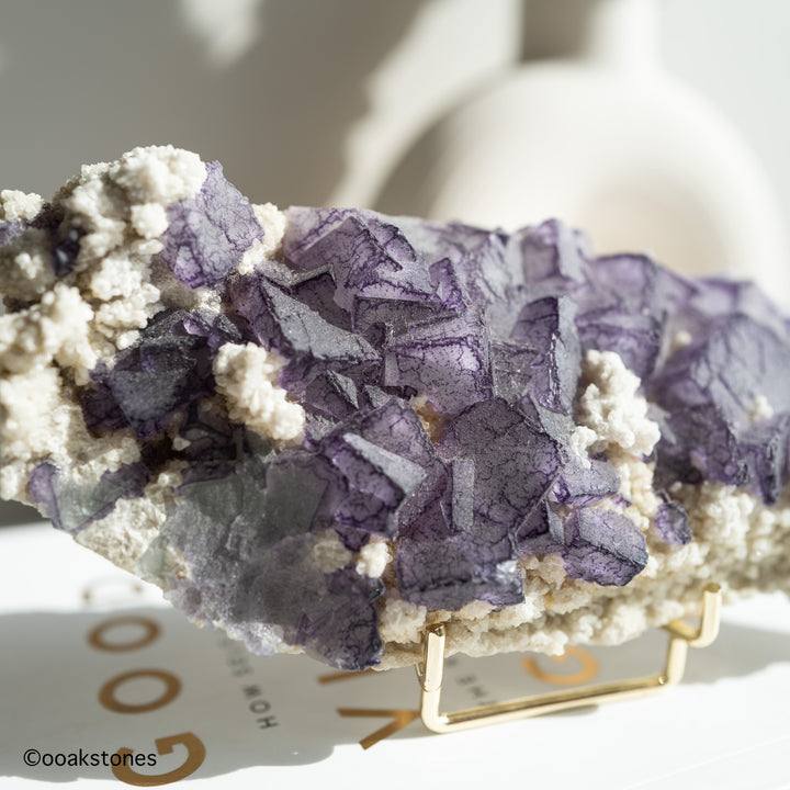 Purple Fluorite Cubic Cluster on Matrix – China | Collector's Specimen