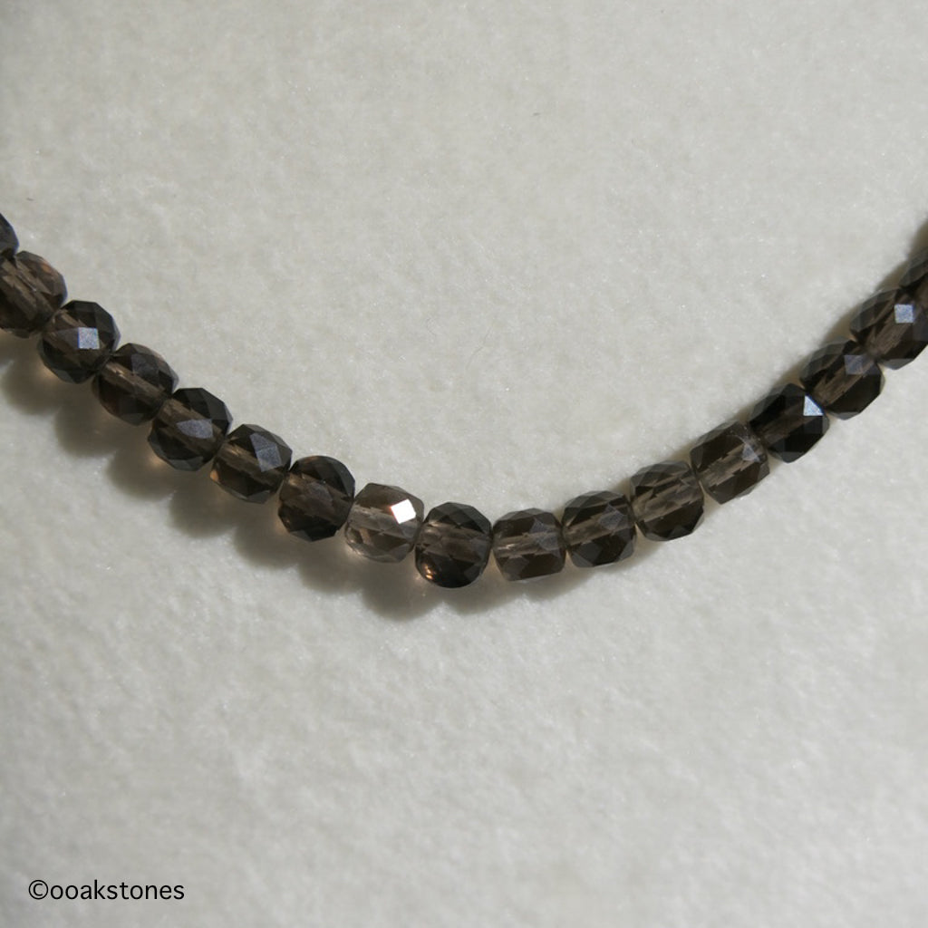 Adjustable Faceted Cube Necklace- Smoky Quartz