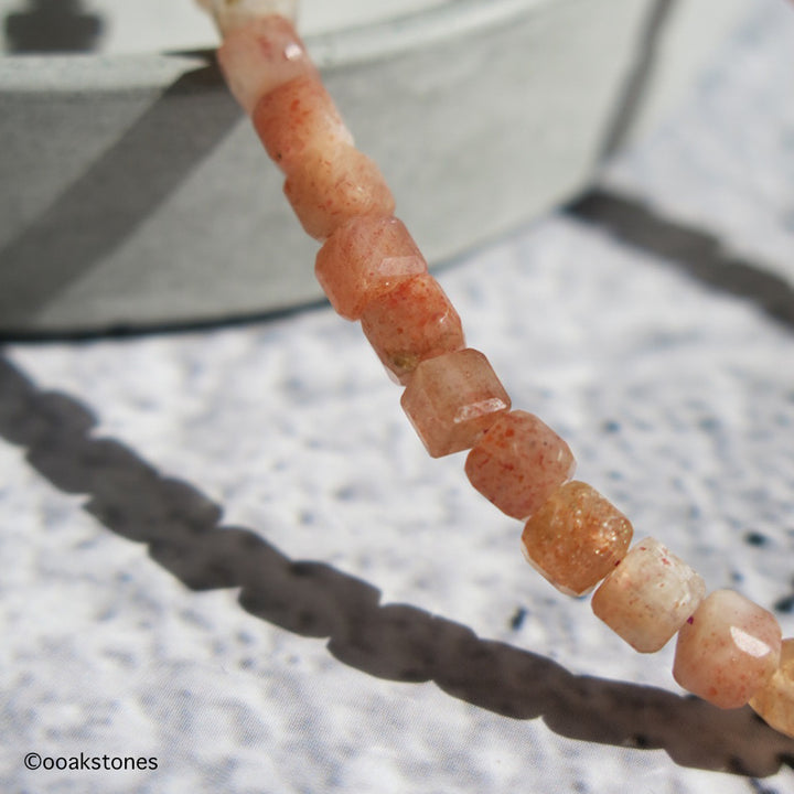 Adjustable Faceted Cube Bracelet- Sunstone