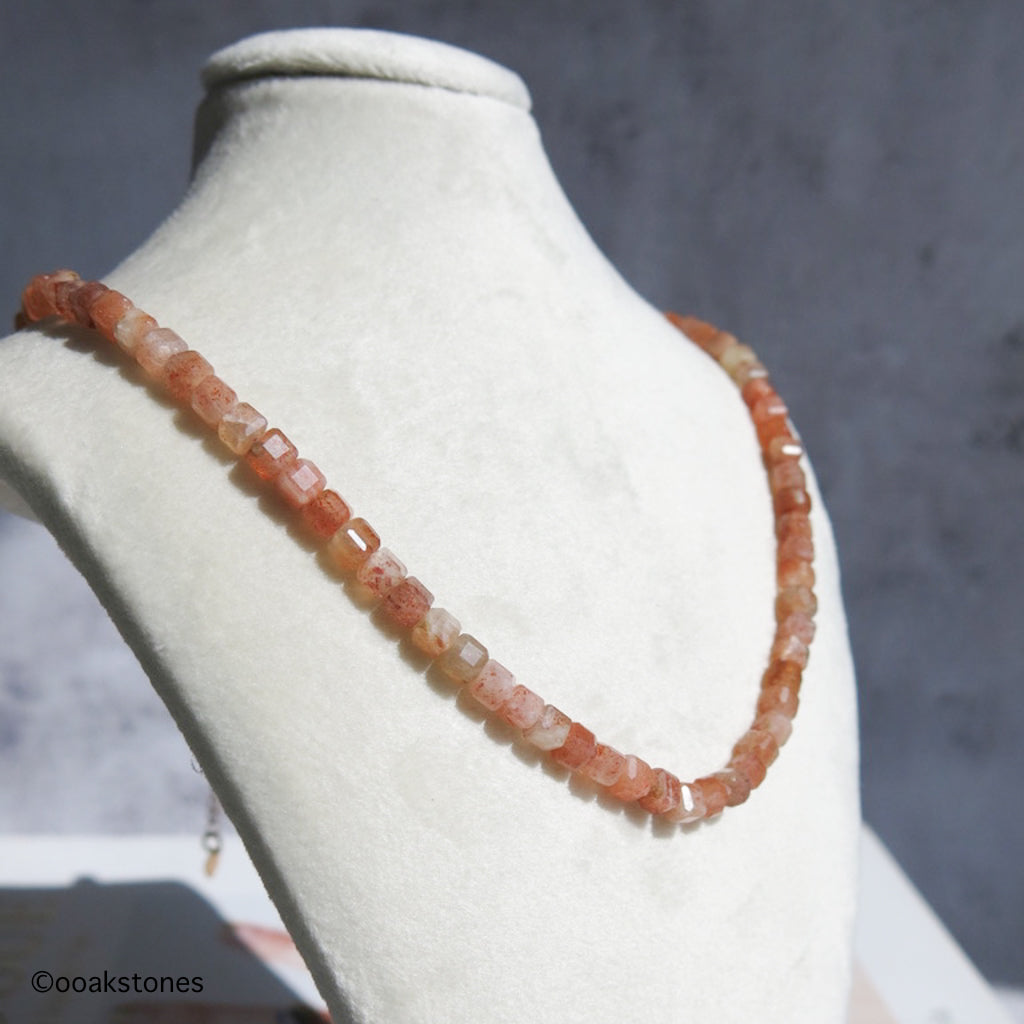 Adjustable Faceted Cube Necklace- Sunstone