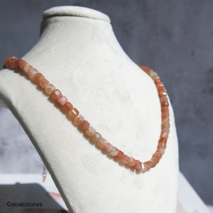 Adjustable Faceted Cube Necklace- Sunstone