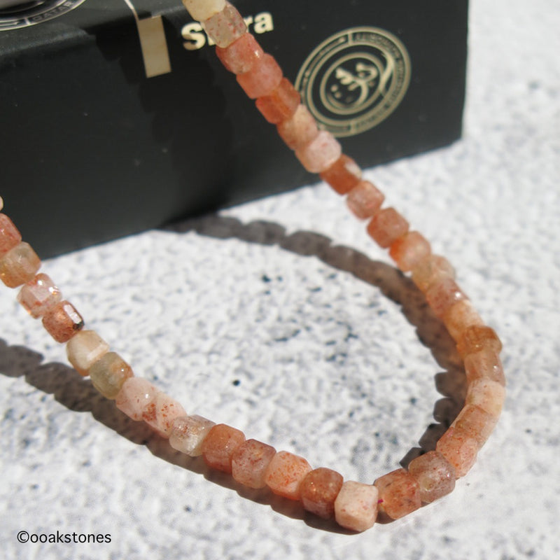 Adjustable Faceted Cube Necklace- Sunstone