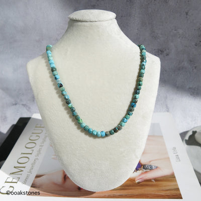 Adjustable Faceted Cube Necklace- Turquoise