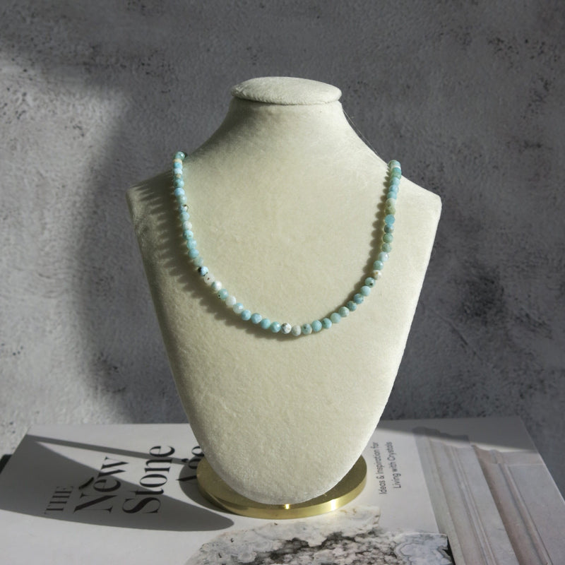 Sea green faceted Larimar choker necklace