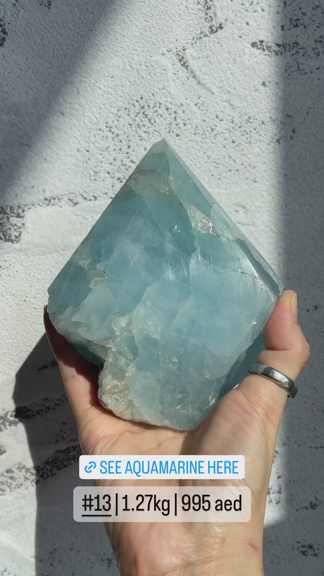 Half Polish Aquamarine Cut Base Point