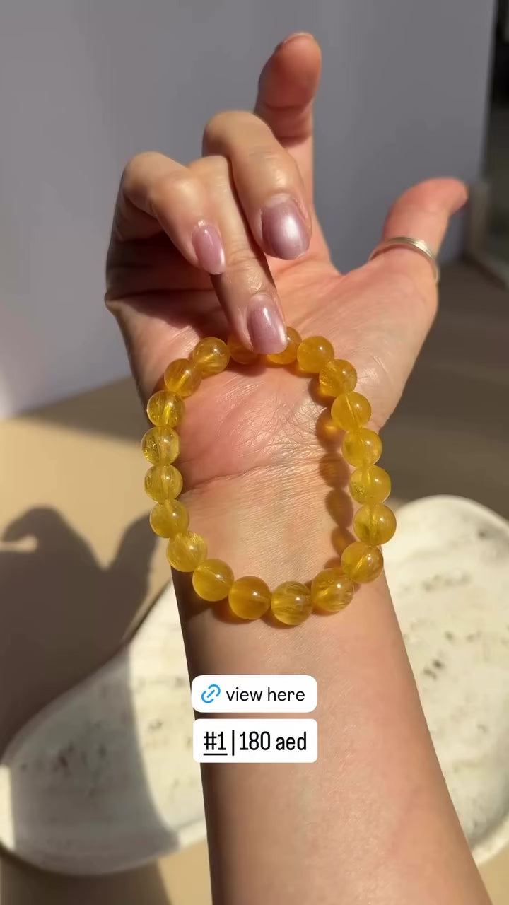 Yellow Fluorite Bracelet | Natural Golden Fluorite from Inner Mongolia