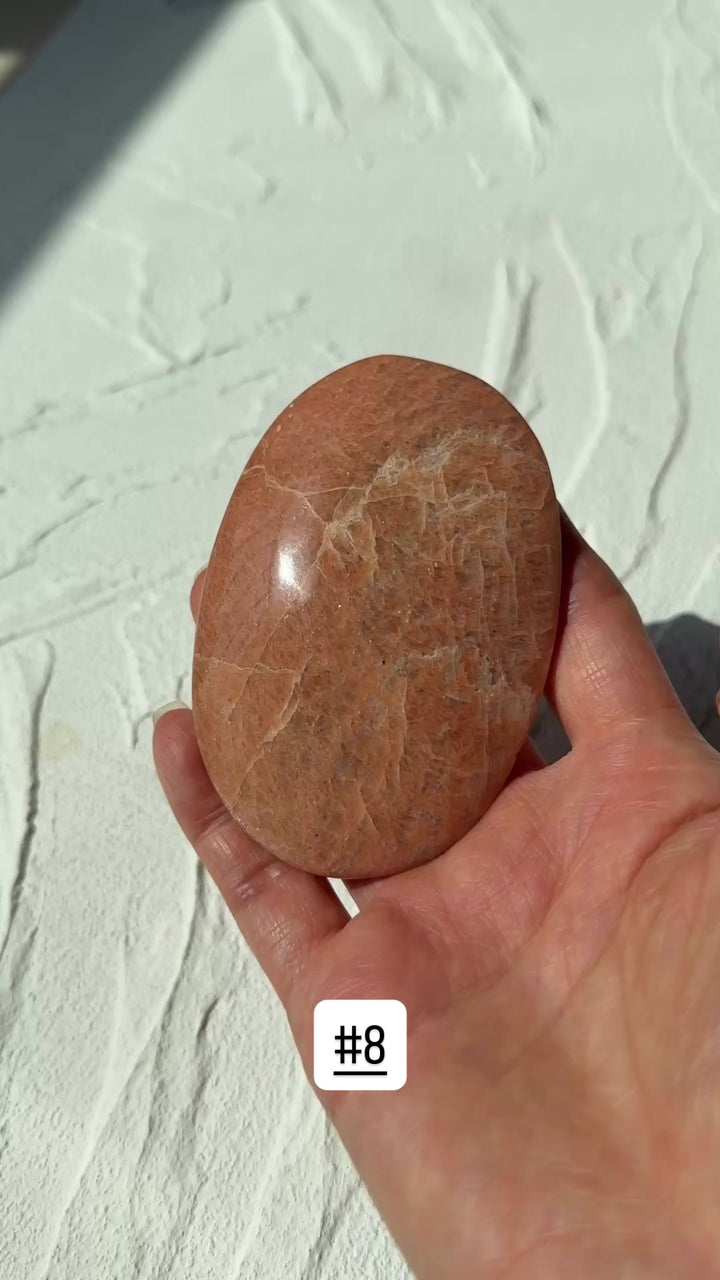 Peach Moonstone Palm Stone