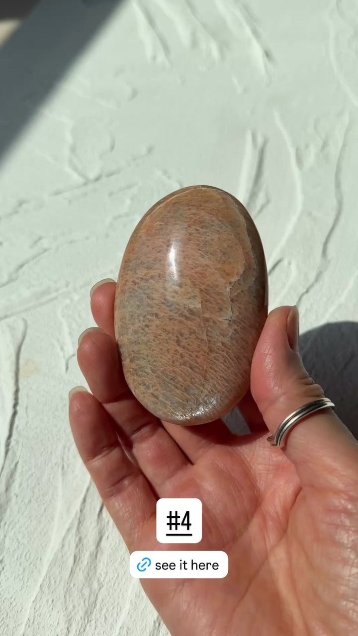 Peach Moonstone Palm Stone