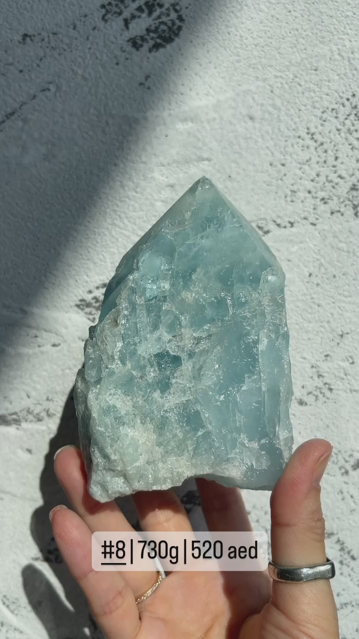 Half Polish Aquamarine Cut Base Point