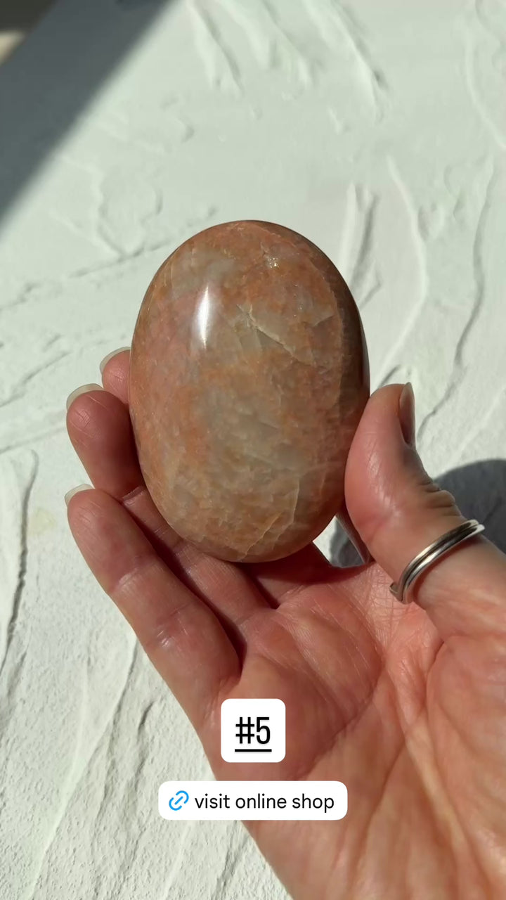 Peach Moonstone Palm Stone