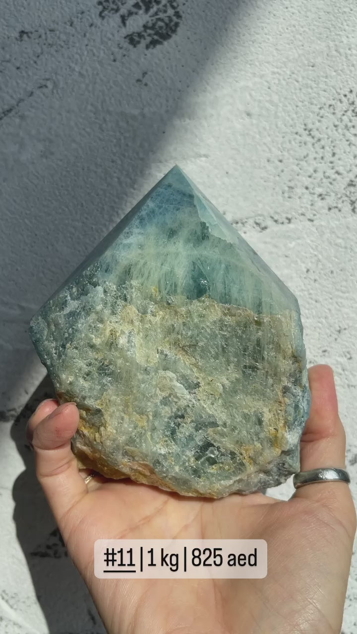 Half Polish Aquamarine Cut Base Point