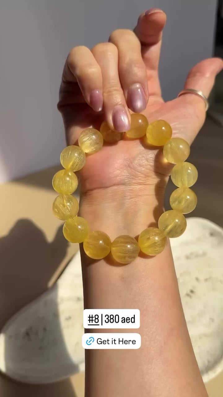 Yellow Fluorite Bracelet | Natural Golden Fluorite from Inner Mongolia