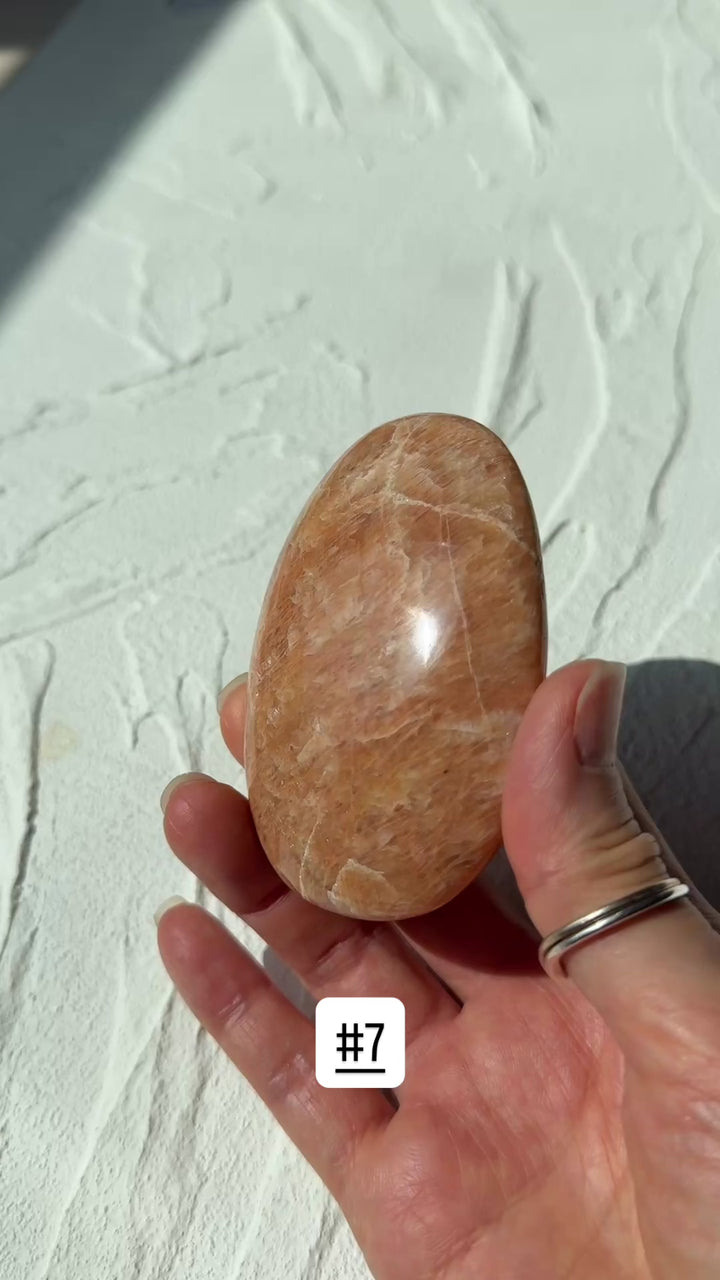 Peach Moonstone Palm Stone