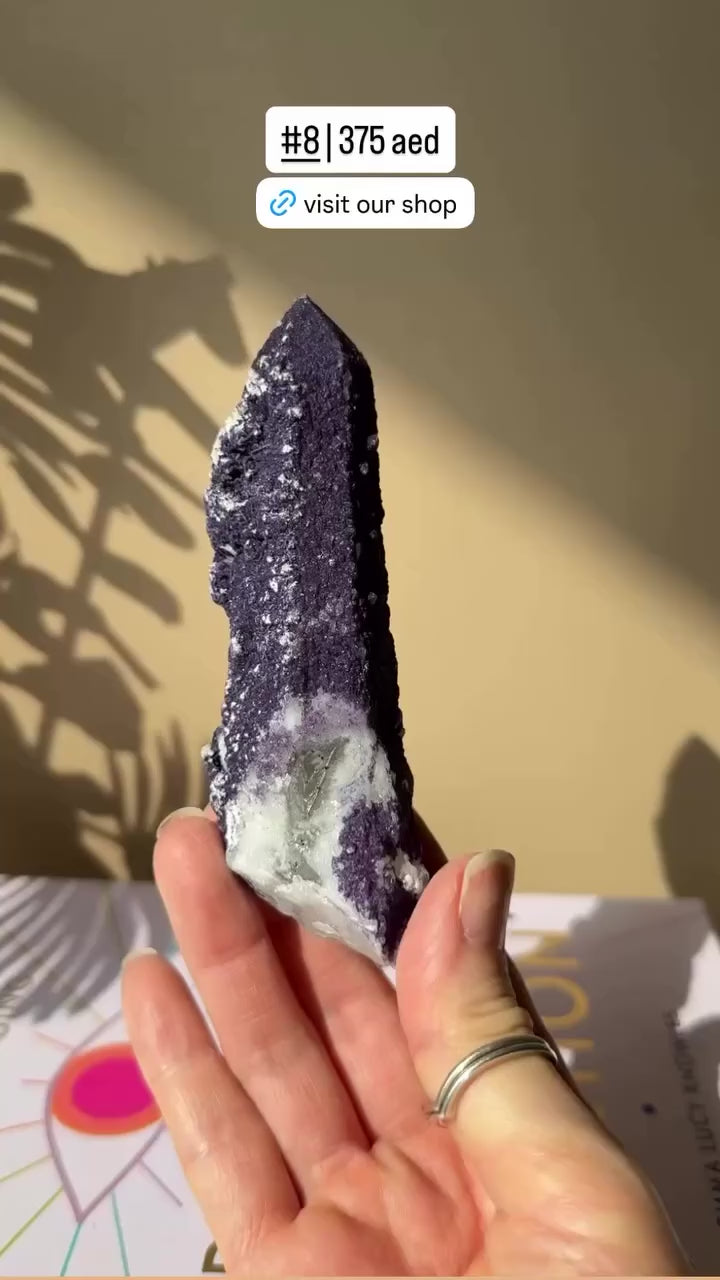 Purple Fluorite Coated Quartz Point