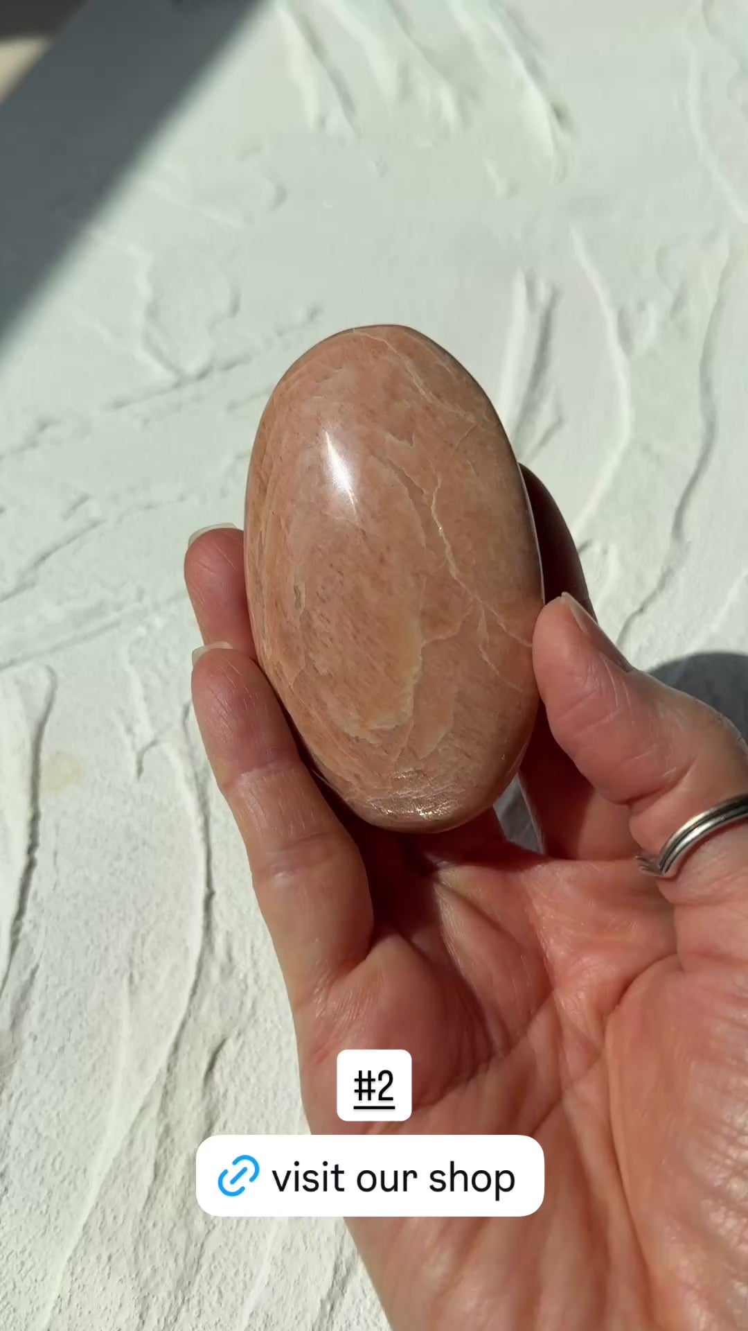 Peach Moonstone Palm Stone