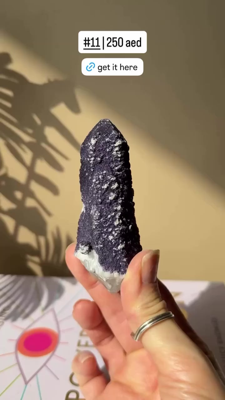 Purple Fluorite Coated Quartz Point