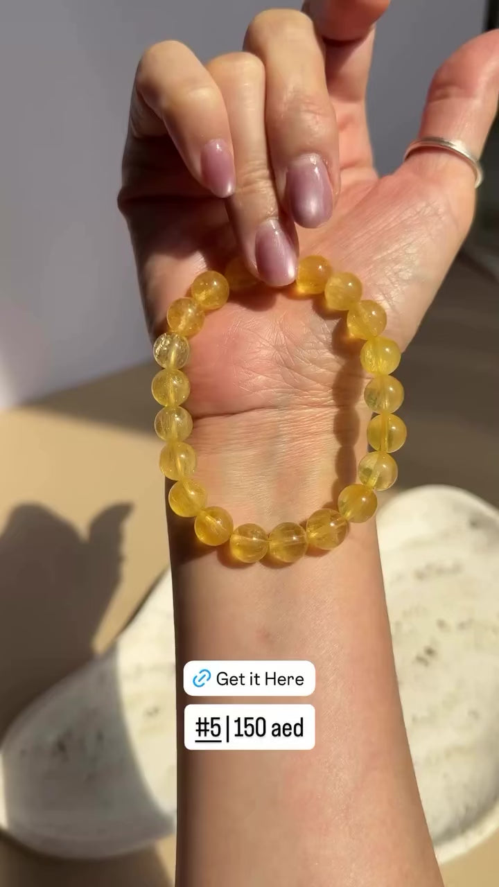 Yellow Fluorite Bracelet | Natural Golden Fluorite from Inner Mongolia