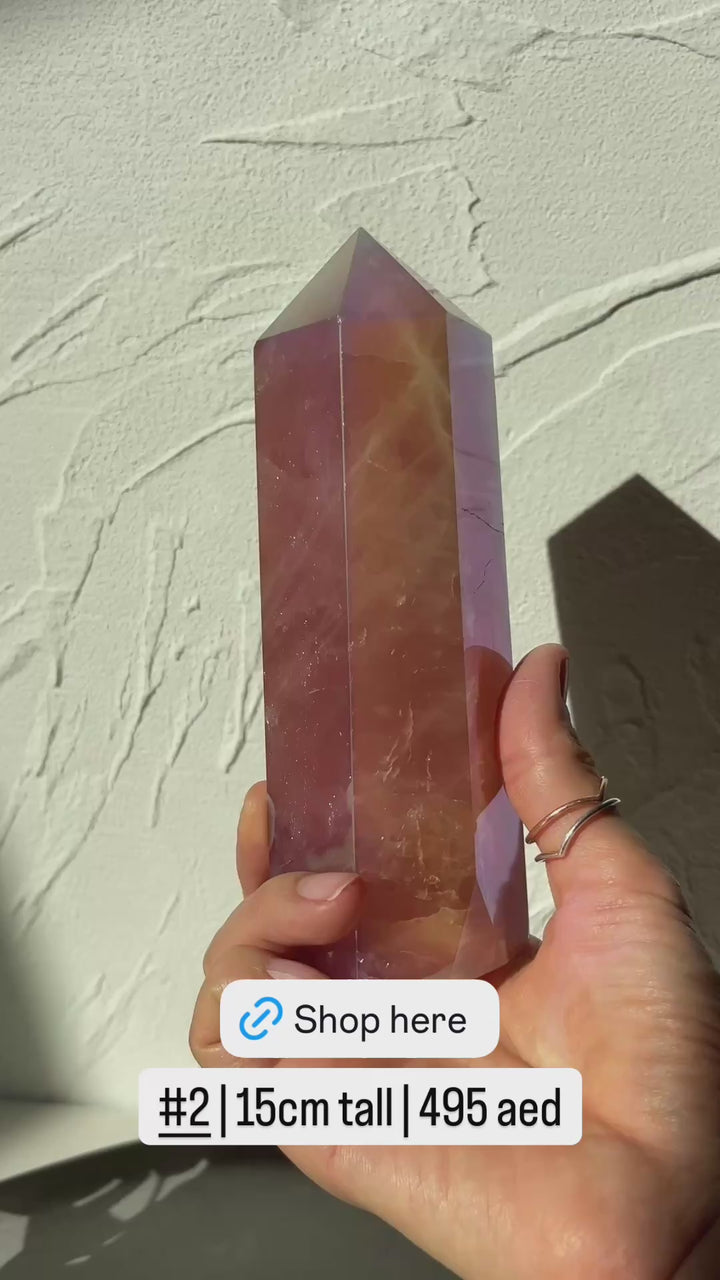 Rose Aura Quartz Tower