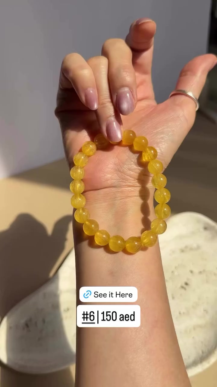 Yellow Fluorite Bracelet | Natural Golden Fluorite from Inner Mongolia