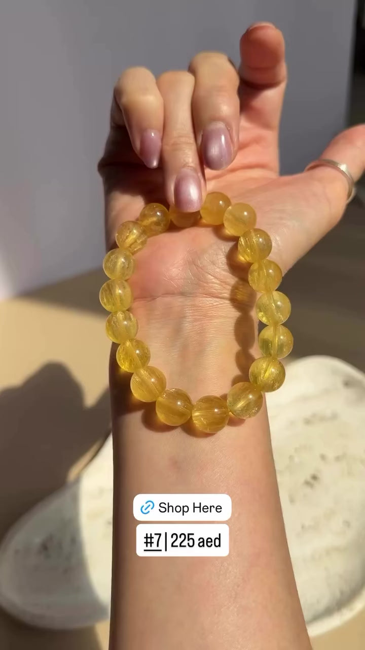 Yellow Fluorite Bracelet | Natural Golden Fluorite from Inner Mongolia
