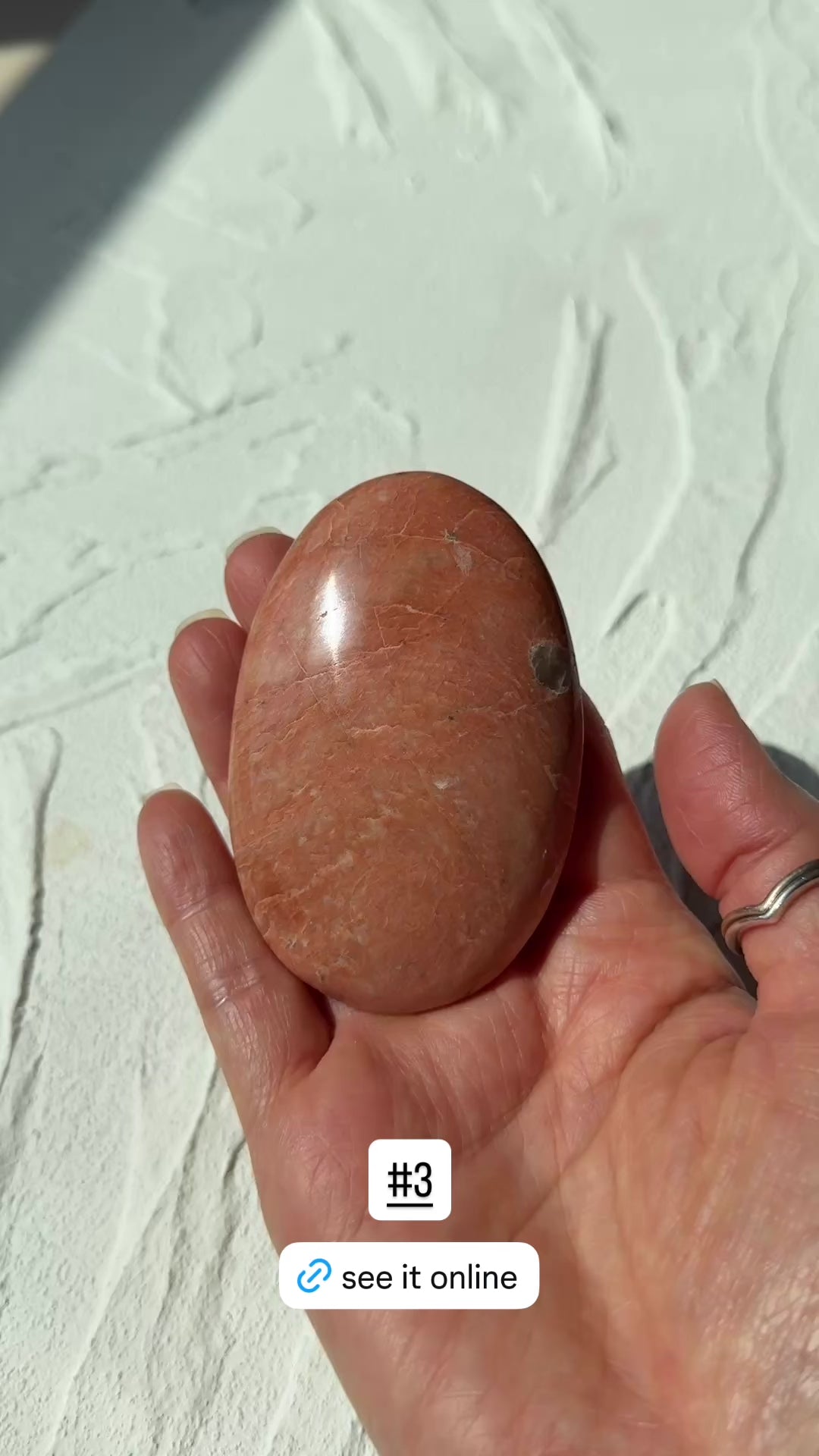 Peach Moonstone Palm Stone