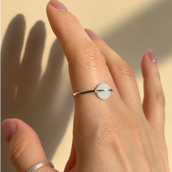 Adjustable band white jade ring