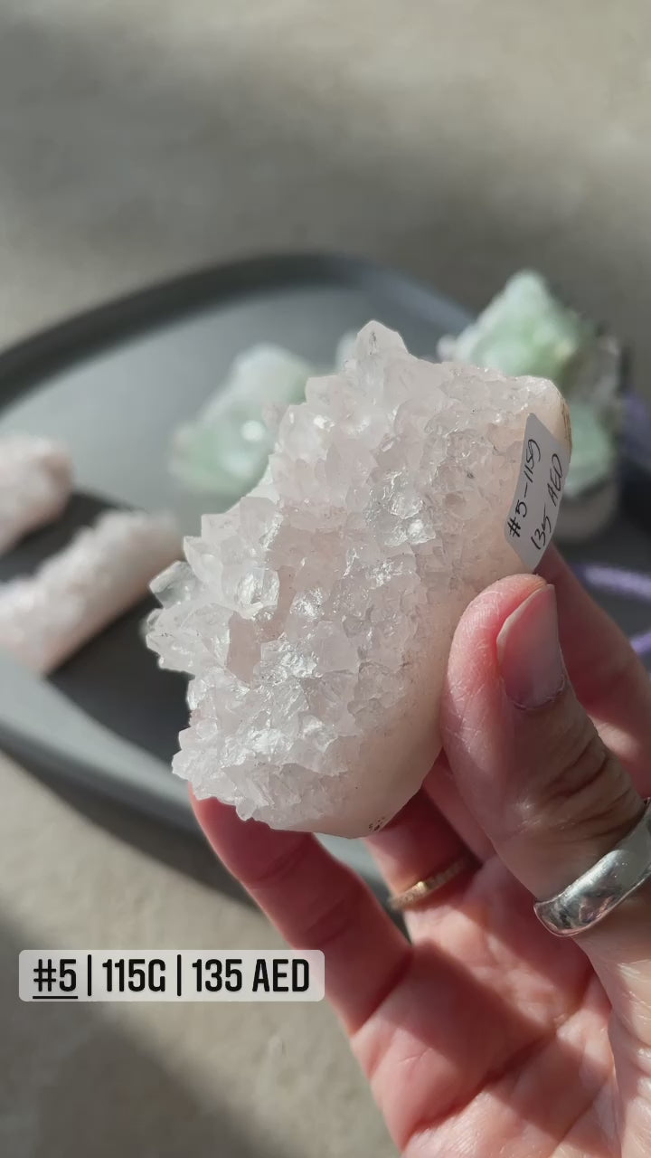 Pink Apophyllite clusters