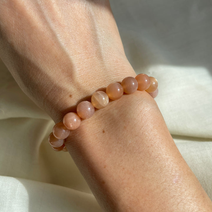 Peach Moonstone Beaded Bracelet