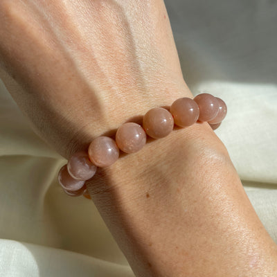 Peach Moonstone Beaded Bracelet