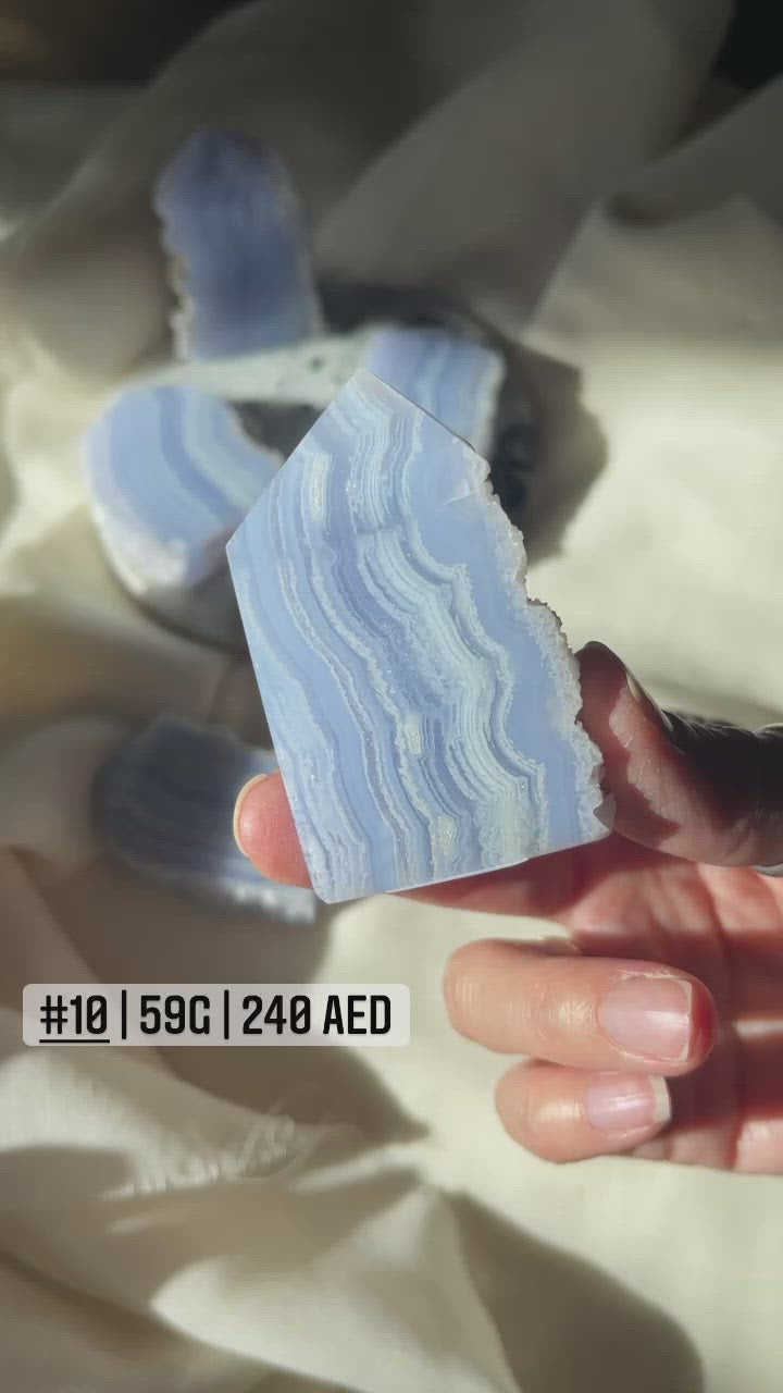 Blue Lace Agate half polished point