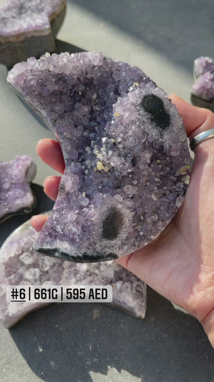 Amethyst Clusters in Moon & Star Shape