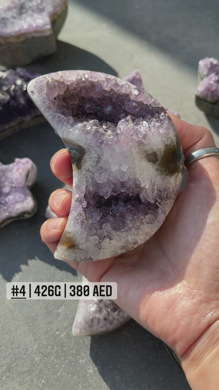 Amethyst Clusters in Moon & Star Shape