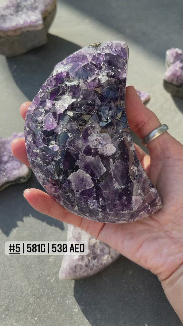 Amethyst Clusters in Moon & Star Shape