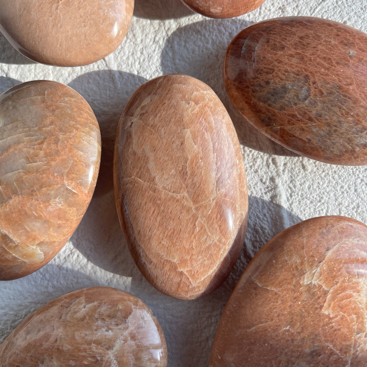 Peach Moonstone Palm Stone