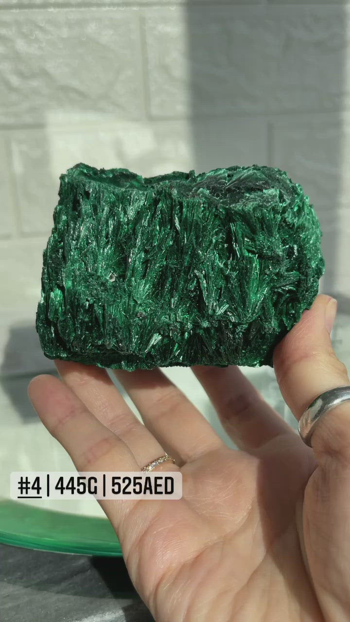 Raw Fibrous Malachite