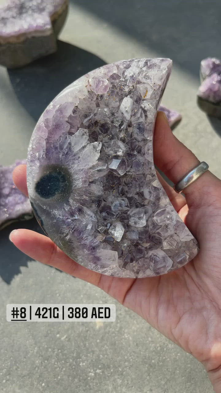 Amethyst Clusters in Moon & Star Shape