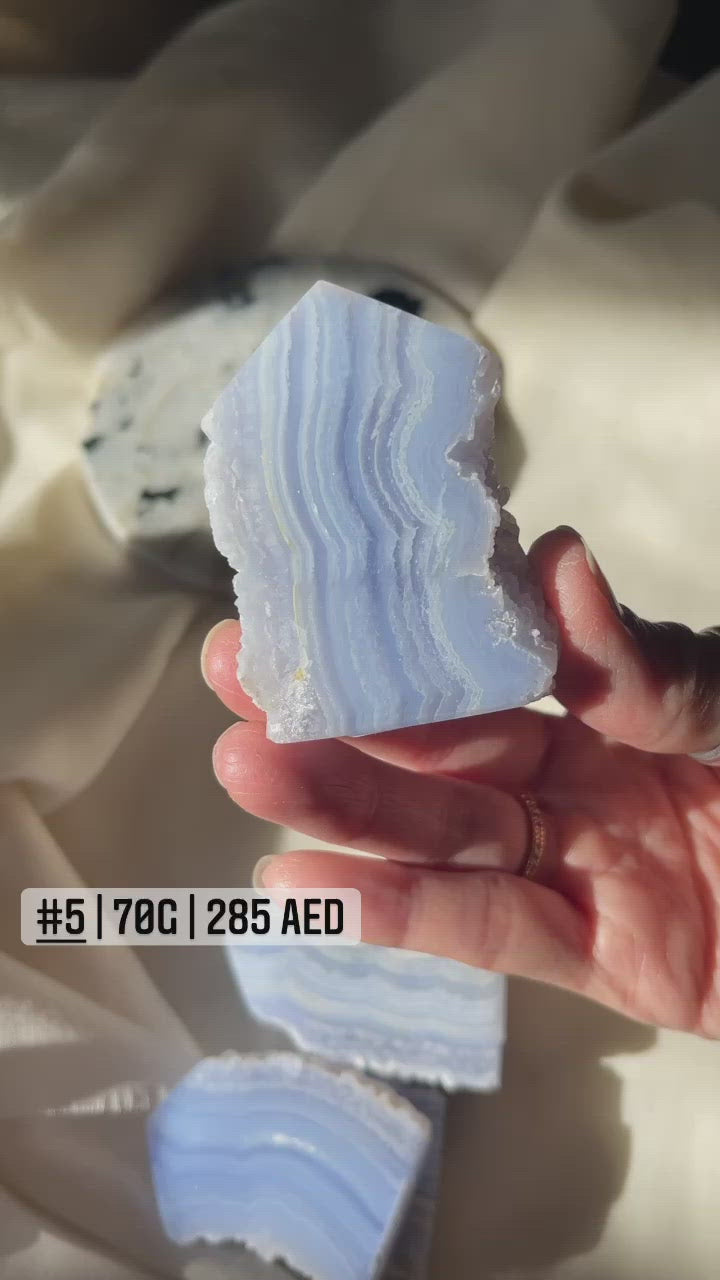 Blue Lace Agate half polished point