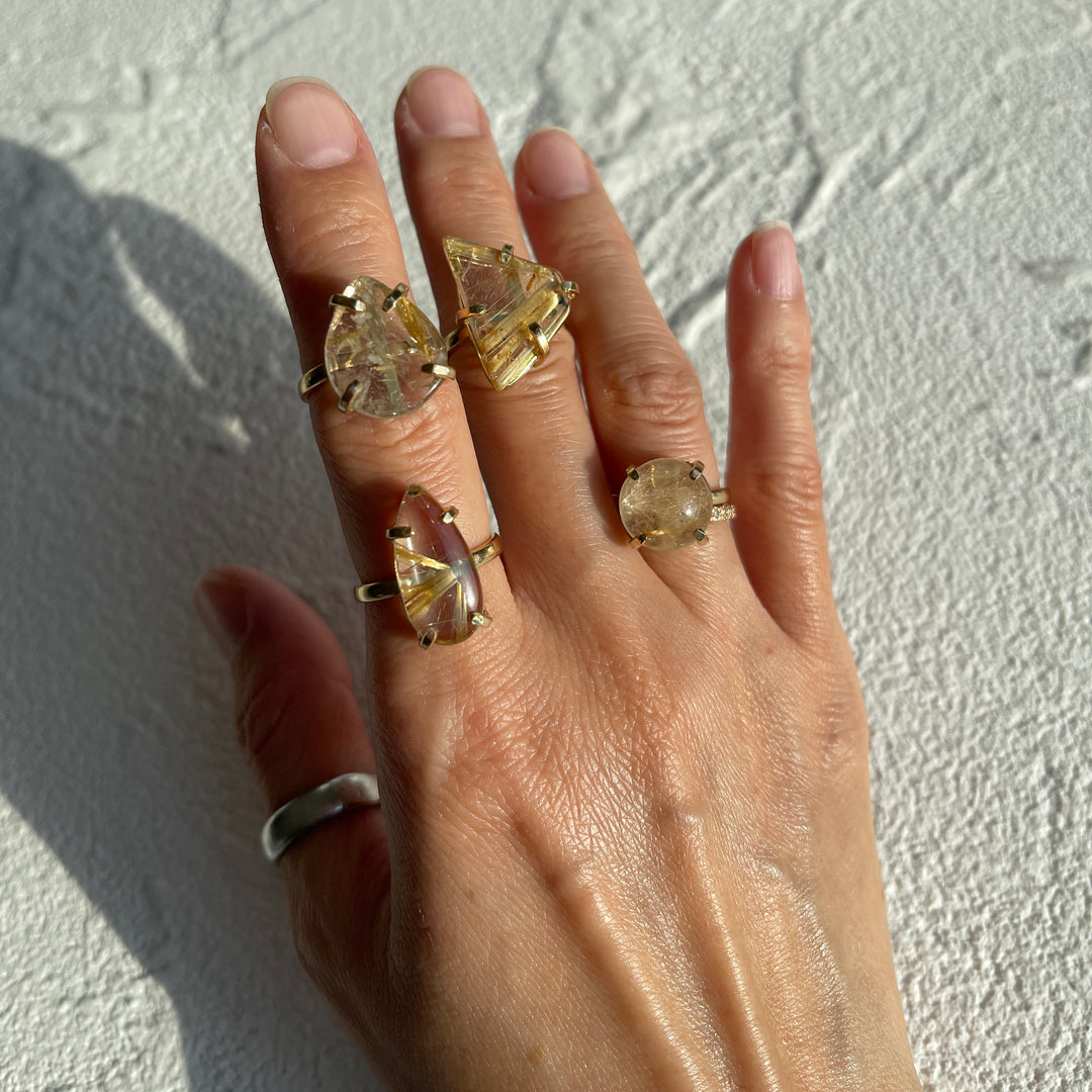 Golden Rutile adjustable gold plated ring