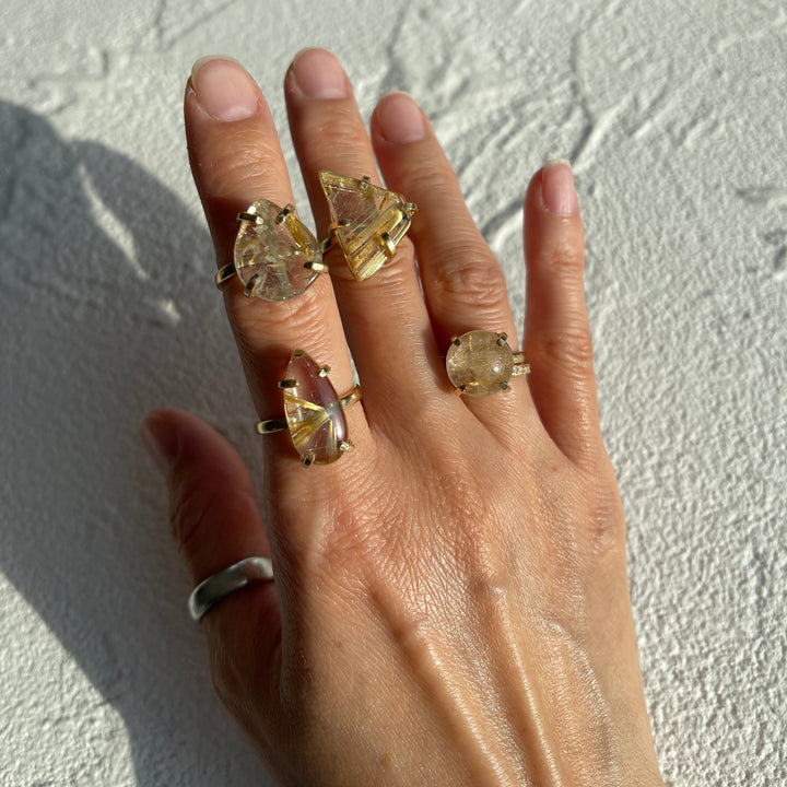 Golden Rutile adjustable gold plated ring