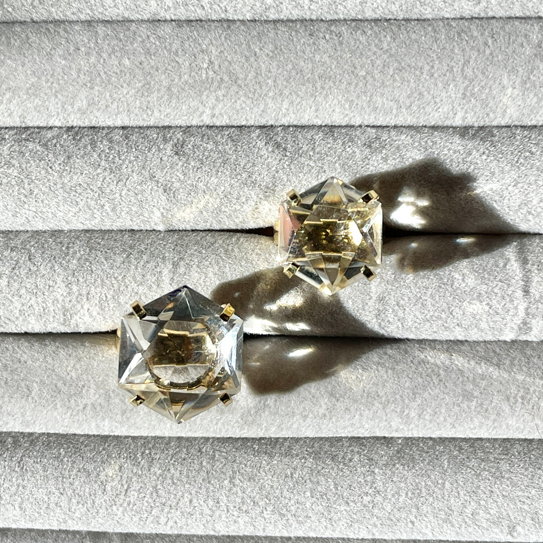 Adjustable Faceted Clear Quartz Diamond Ring