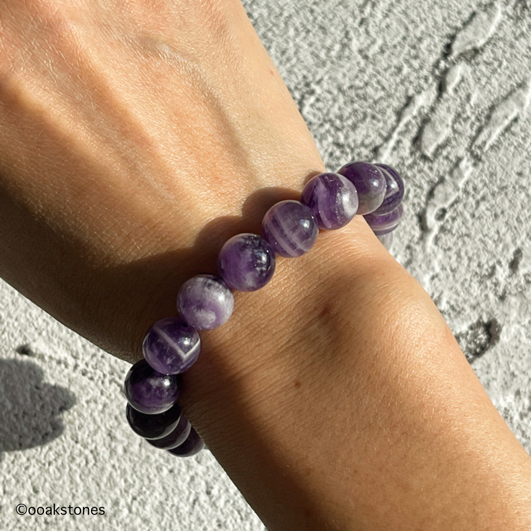 Chevron Amethyst Beaded Bracelet