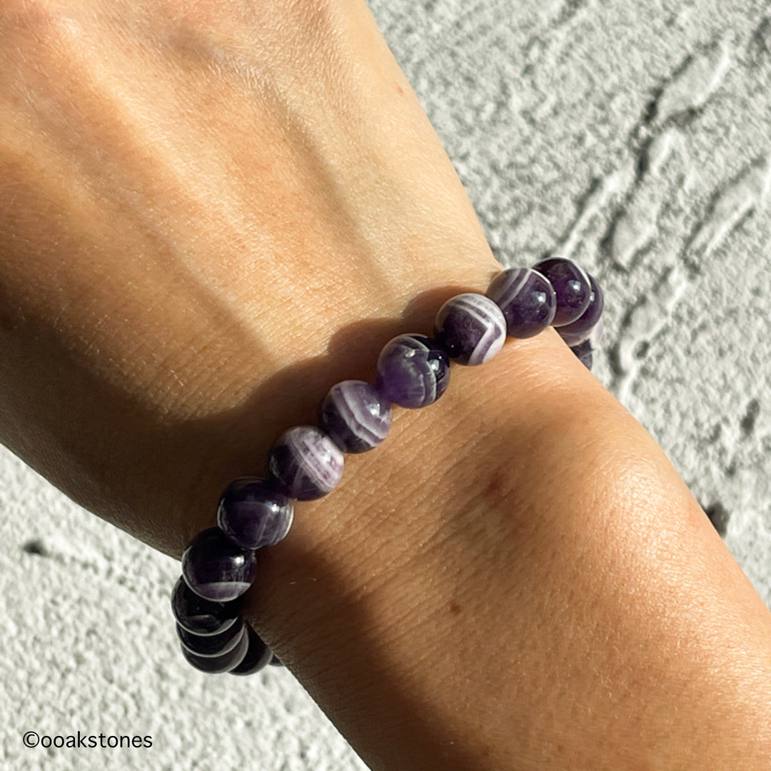 Chevron Amethyst Beaded Bracelet