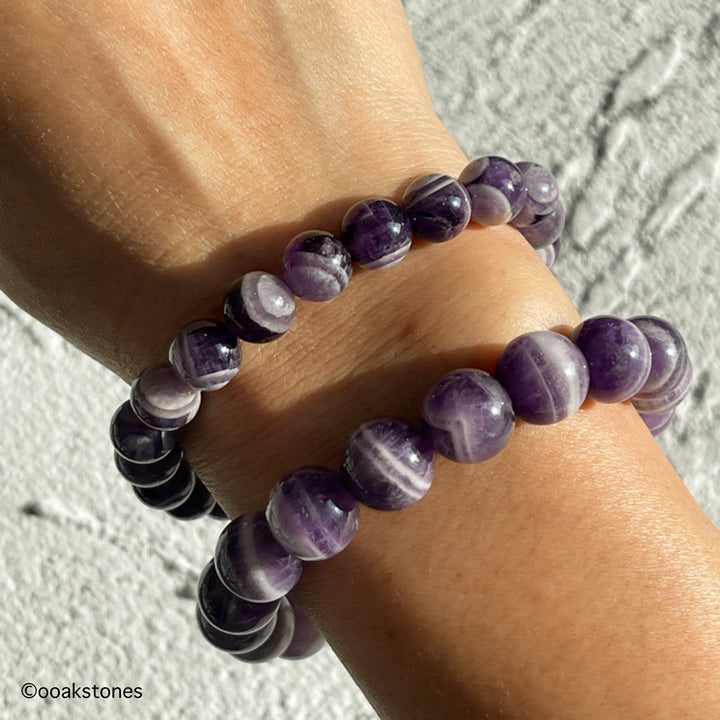 Chevron Amethyst Beaded Bracelet