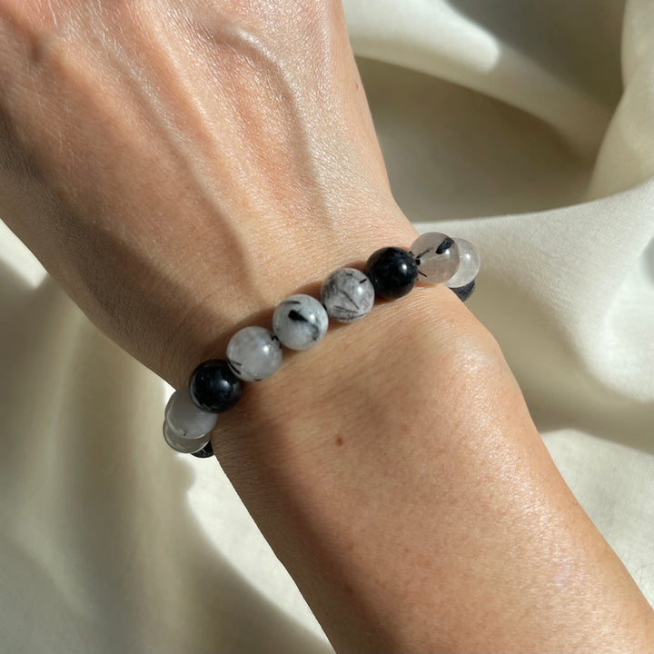 Black Tourmalated Beaded Bracelet